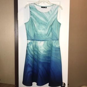 Watercolor fit and flare dress